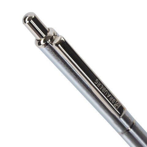 Ручка подарочная шариковая BRAUBERG Larghetto, СИНЯЯ, корпус серебристый с хромированными деталями, линия письма 0.5 мм