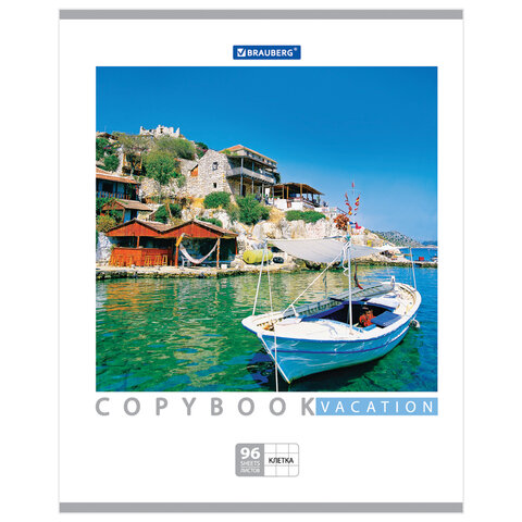 Тетрадь 96 л. BRAUBERG, клетка, обложка мелованный картон, «Vacation» («Каникулы)», 5 видов