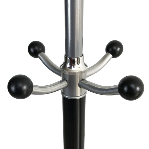 Вешалка-стойка BRABIX «CR-8342» на мраморном диске, металл, 5+4 крючка, цвет черный