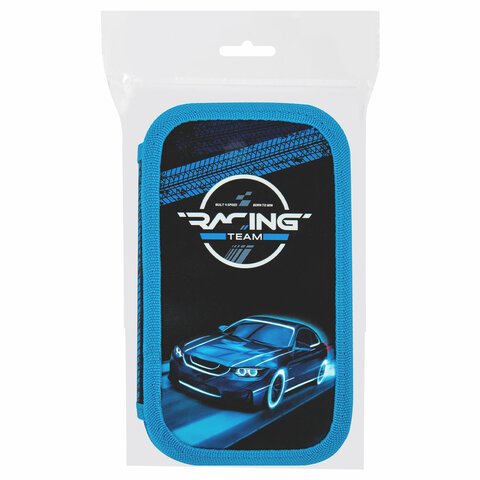 Пенал ЮНЛАНДИЯ, 2 отделения, картон с эффектом soft-touch, 19×11 см, «Speed race»
