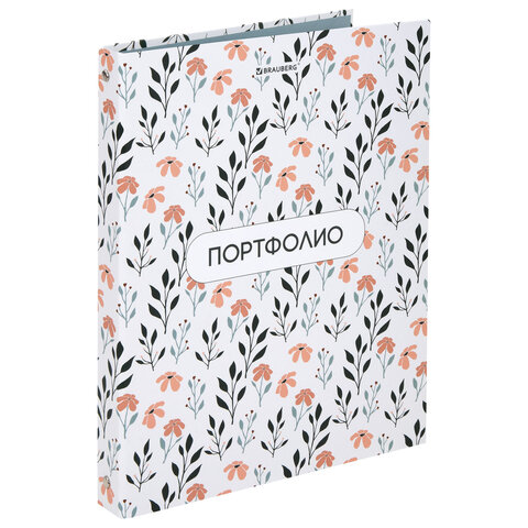 Папка-портфолио универсальная, 4 кольца, 20 файлов, 7БЦ матовая, BRAUBERG «Flowers»