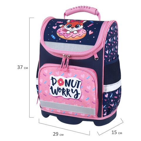 Ранец ЮНЛАНДИЯ WISE, 1 отделение, 3 кармана, устойчивое дно, «Donut worry», 37×29×15 см