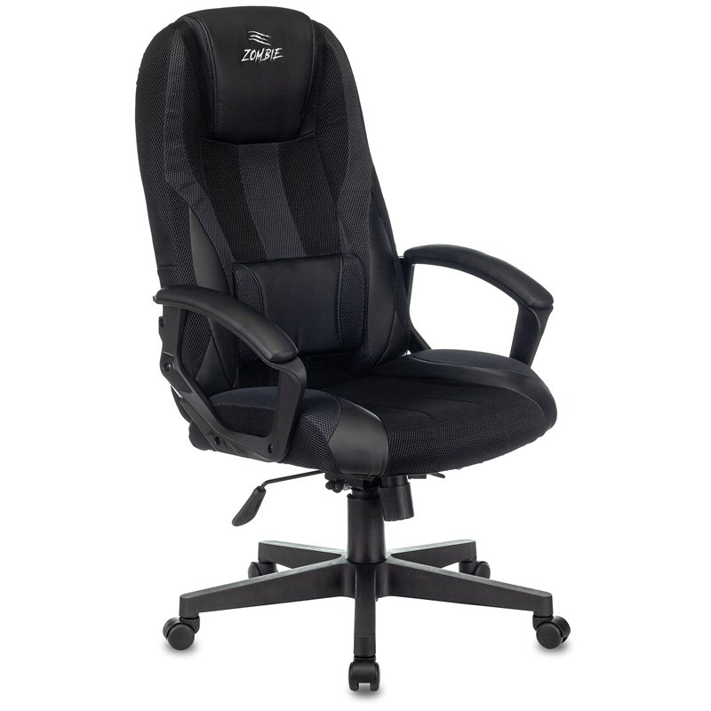 Кресло компьютерное VIKING-9/BLACK, подушка, экокожа/ткань, черное
