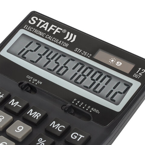 Калькулятор STAFF настольный STF-2512, 12 разрядов, двойное питание, 170×125 мм
