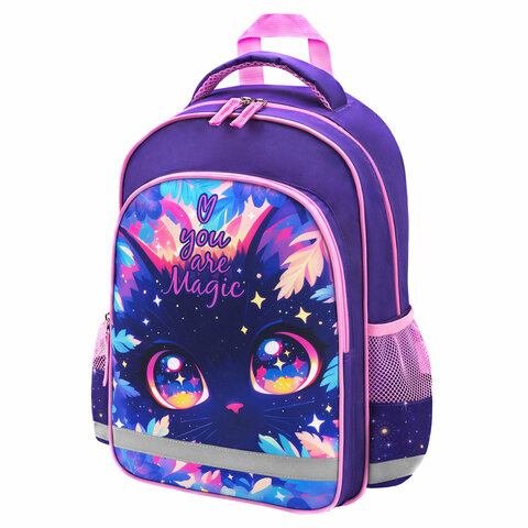 превью Рюкзак ПИФАГОР SCHOOL, 1 отделение, 3 кармана, «Magic kitty», 38×28×14 см