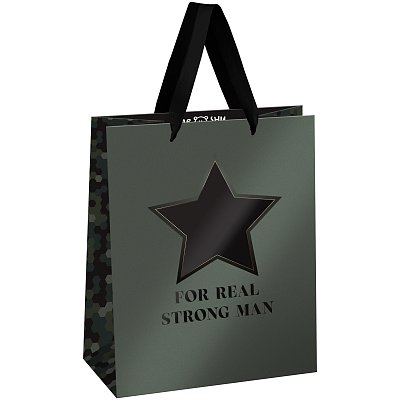 Пакет подарочный 18×23×10см MESHU «For man», фольга, выборочный лак, матовая ламинация