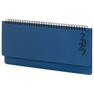 Планинг датированный 2027, 305×140 мм, BRAUBERG «Up», под кожу, синий