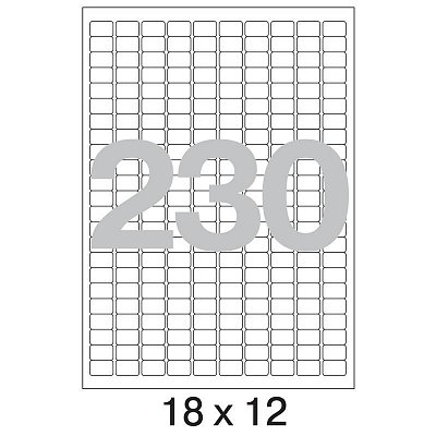 Этикетки самоклеящиеся Office Label белые 18×12 мм (230 штук на листе A4, 50 листов в упаковке)