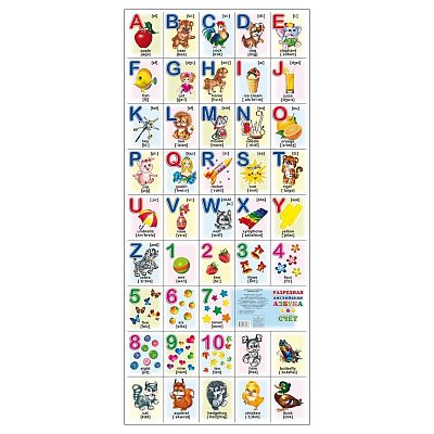 Плакат Алфея разрезной Английская азбука и счет (940×400 мм)