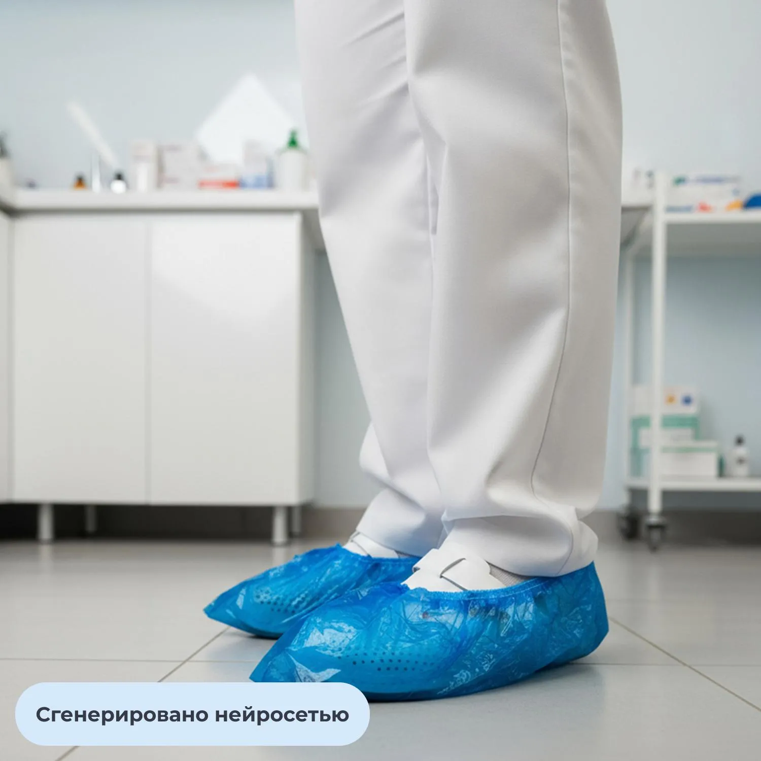 Бахилы 11 г, 2рез, двойные, синий, 25+25 м км, Комус, 25пар/уп