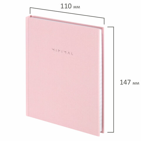 Блокнот МАЛЫЙ ФОРМАТ 110×147 мм, А6, 80 л., твердый, клетка, BRAUBERG «Minimal», розовый
