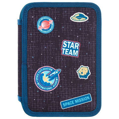 Пенал BRAUBERG, 3 отделения, полиэстер, 21×14 см, «Space mission»