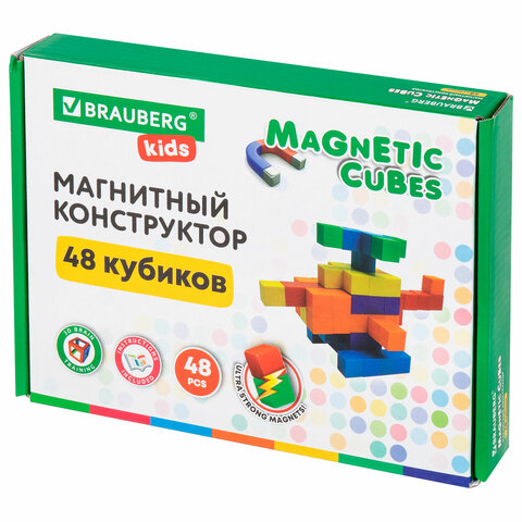 превью Магнитный конструктор MAGNETIC CUBES «КУБИЧЕСКИЙ», 48 магнитных кубиков, BRAUBERG KIDS