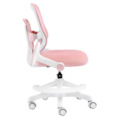 Кресло детское с подставкой для ног BRABIX KIDS «MG-215», сетка/ткань TW, розовое