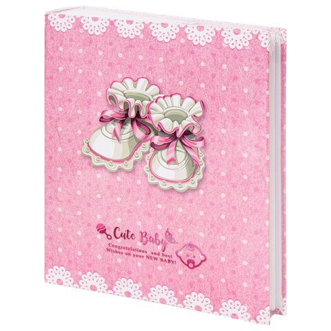 Фотоальбом BRAUBERG «Baby shoes» на 200 фото 10×15 смтвердая обложкатермосклейкарозовый39114