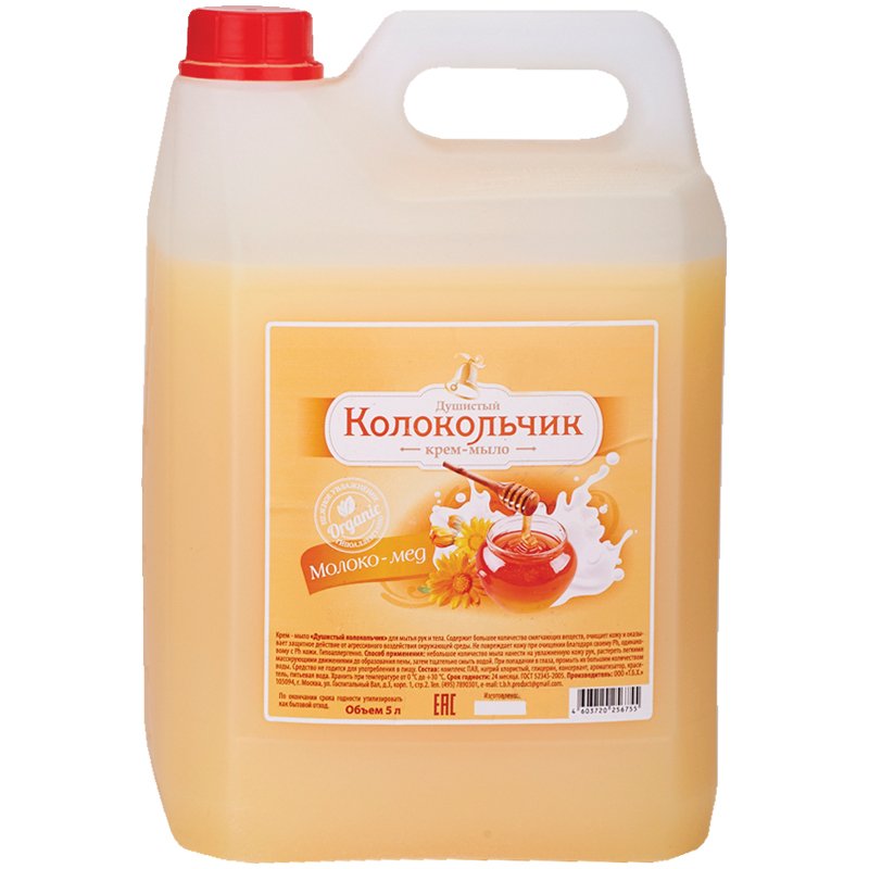 превью Мыло-крем жидкое Душистый Колокольчик «Молоко и мед», канистра, 5л