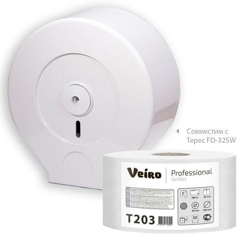 Бумага туалетная д/держ.Veiro Q2 Comf в сред.рул. 2сл. 200м 12рул. T203