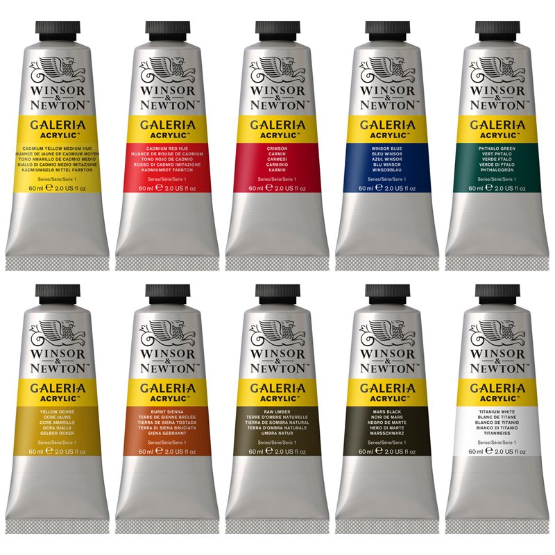 Краски акриловые Winsor&Newton «Galeria», 10цв, 60 мл/туба, картон. упак. 