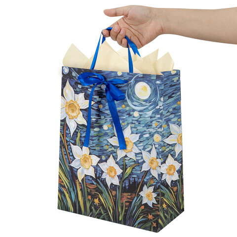 Пакет подарочный (1 штука) 26×13х32 см (L), «3D Flower», с тишью, ЗОЛОТАЯ СКАЗКА
