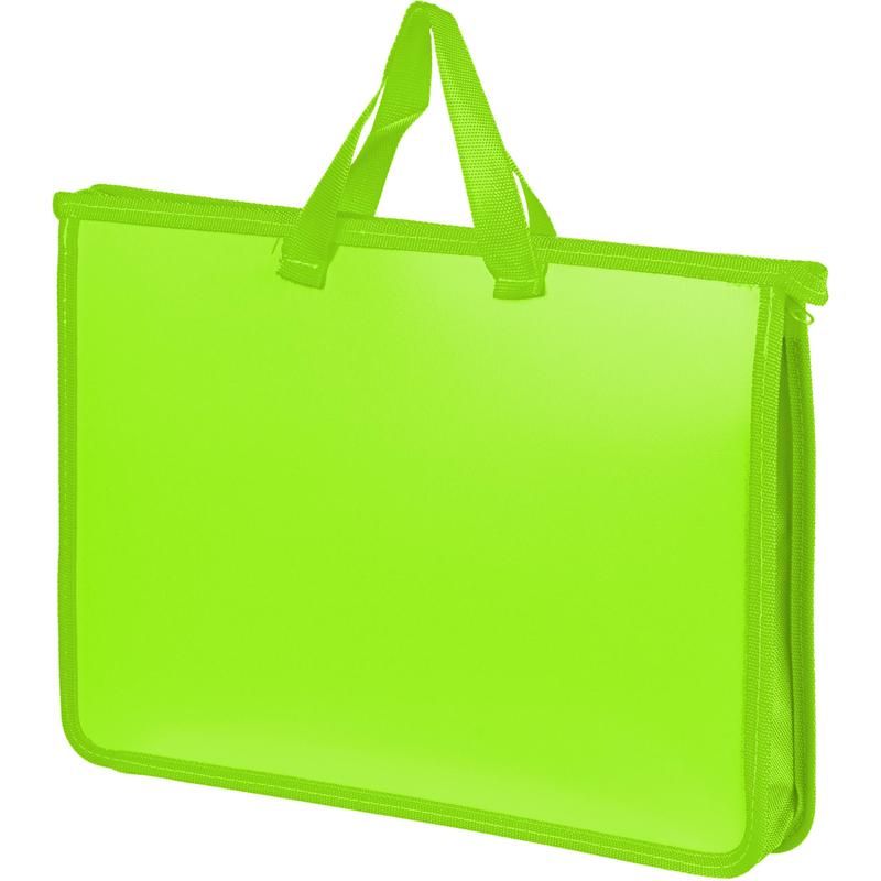 Папка-портфель пластиковая Attache Neon А4+ салатовая (340×40×245 мм, 1 отделение)