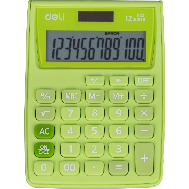 Калькулятор карманный Deli E1122, 12-р, дв. пит., 120×86мм, зеленый