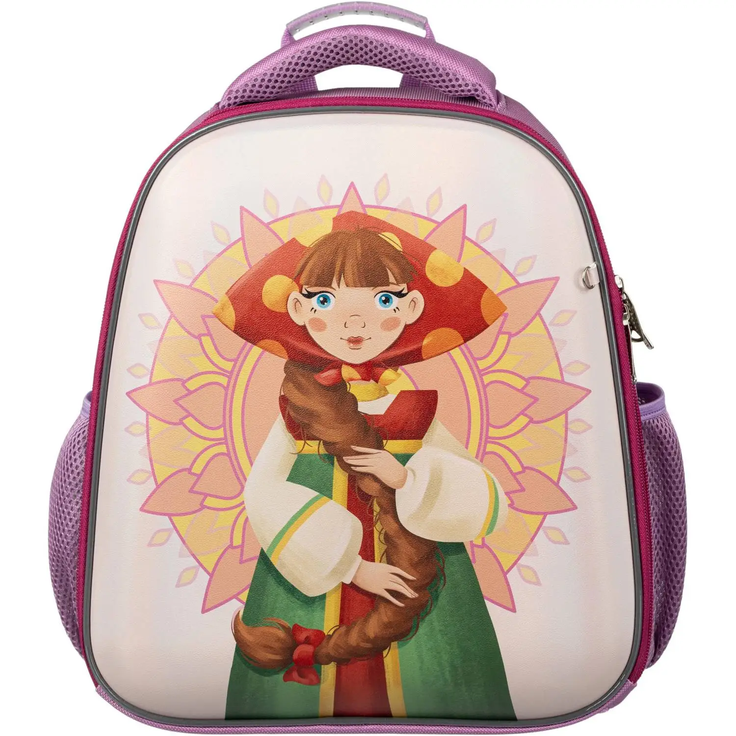 превью Ранец КОМУС Три богатыря Любава, Basic 2 отд., эргоном. спинка, пайетки полиэс