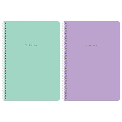 Тетради ДЭК А4 96 л. КОМПЛЕКТ 2 шт., BRAUBERG, гребень, клетка, 80 г/м2, Soft-Touch, «Minimal»