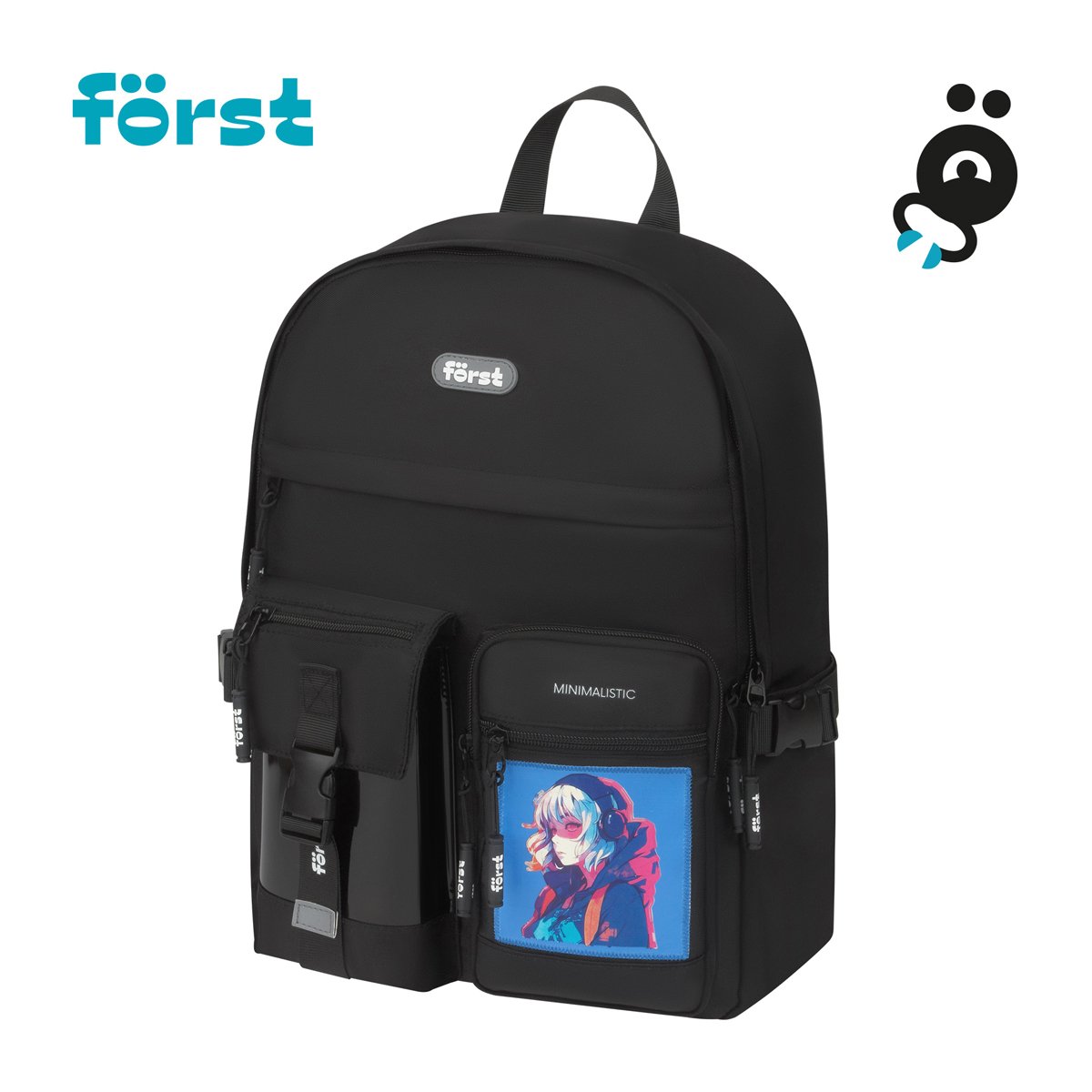 Рюкзак Först F-Teens «Anime girl» 40×28×15см, 1 отделение, 7 карманов, уплотненная спинка