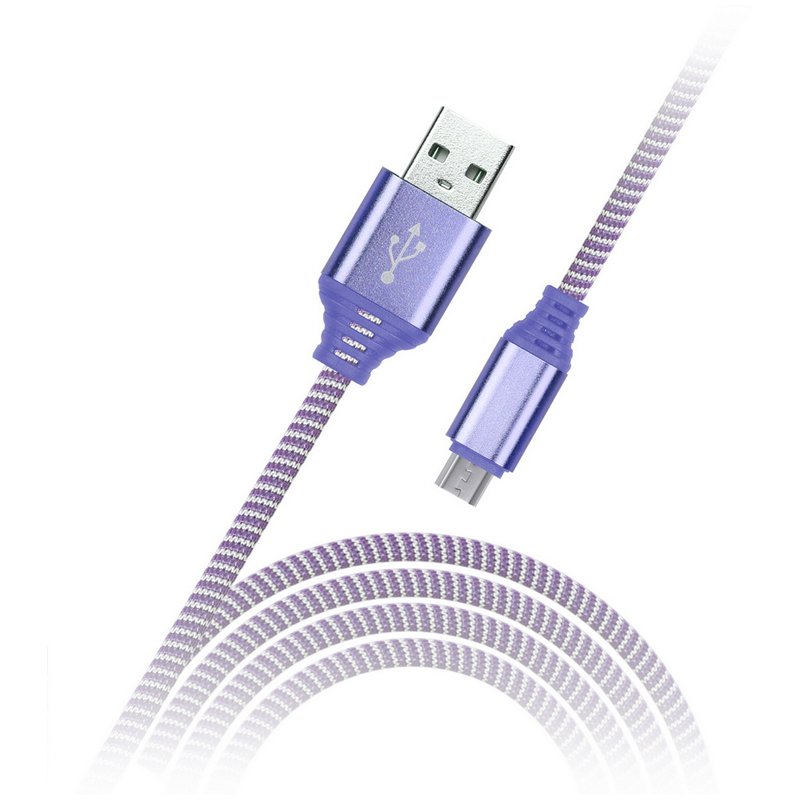 превью Кабель Smartbuy iK-12NS, USB2.0 (A) - microUSB (B), в оплетке, 2A output, 1м, фиолетовый