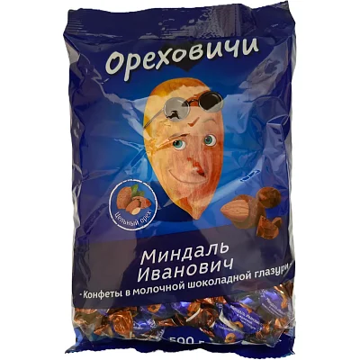Конфеты шоколадные Миндаль Иванович в молочной шоколад глазури, 500г ОС711
