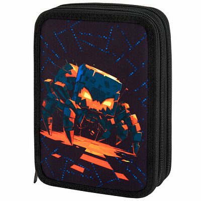 Пенал BRAUBERG, 2 отделения, полиэстер, 21×14 см, «Fire spider»