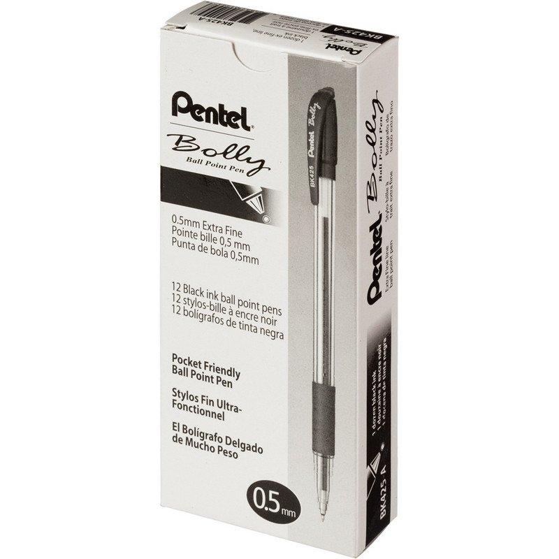Ручка шариковая PENTEL Bolly BK425-A резин. манжет., черный 0.5мм