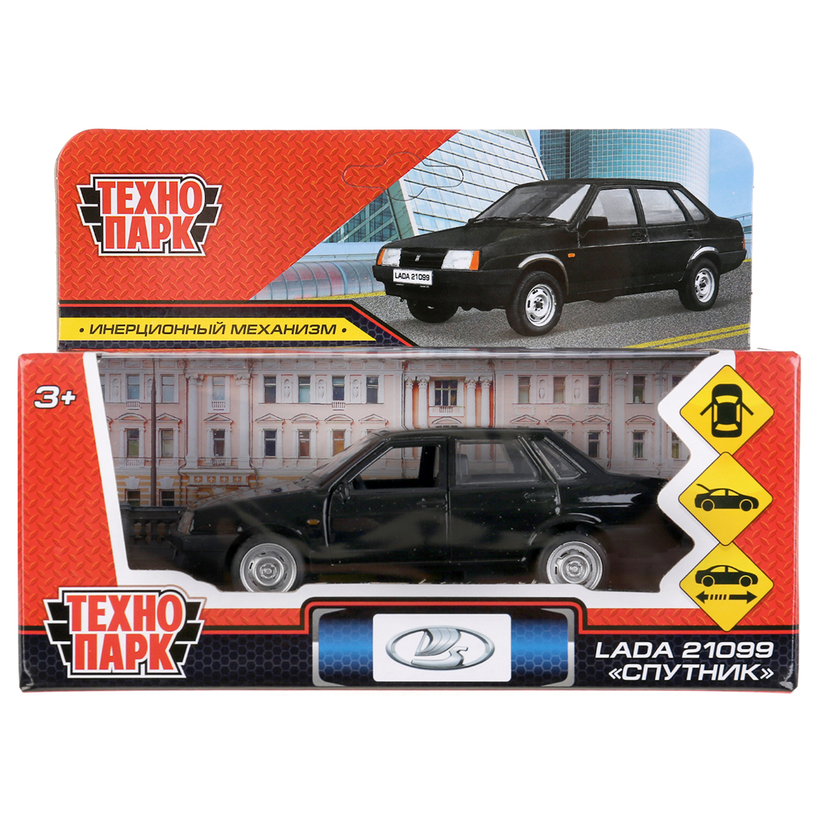 превью Машина игрушечная Технопарк «Lada-21099. Спутник», LADA, металл., 12см, черный, инерционная, с подвижными элементами