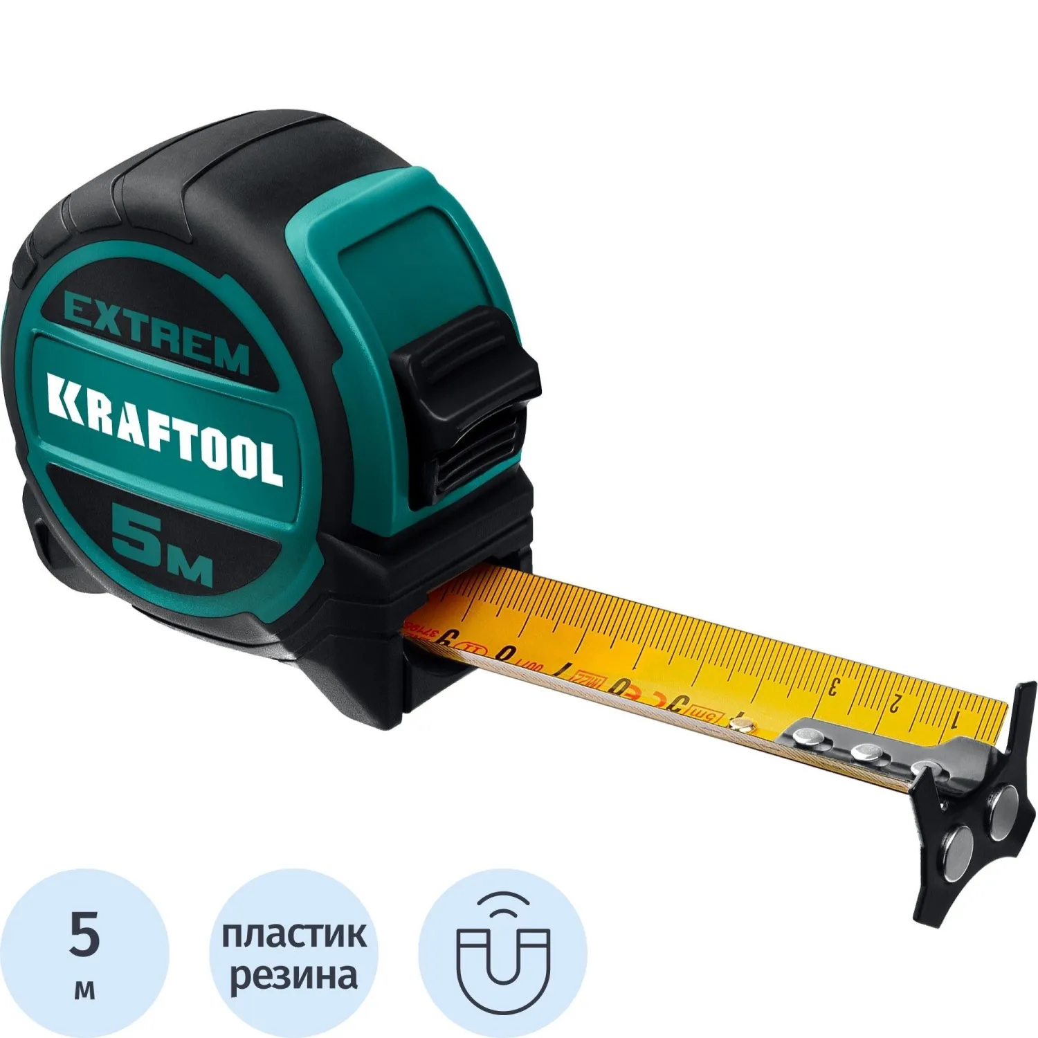 превью Рулетка строительная Kraftool Extrem 5 м x 32 мм с магнитным зацепом в прорезиненном корпусе (34127-5)