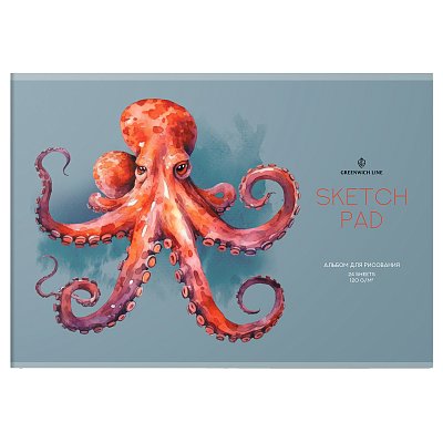 Альбом для рисования 24л., А4, на скрепке Greenwich Line «Octopus», 120г/м2