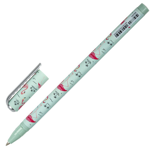 Ручка шариковая BRAUBERG SOFT TOUCH STICK «FLAMINGO», СИНЯЯ, мягкое покрытие, узел 0.7 мм