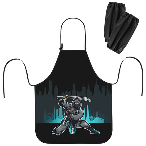 превью Фартук с нарукавниками для уроков труда ЮНЛАНДИЯ, 45×54 см, «Black Ninja»