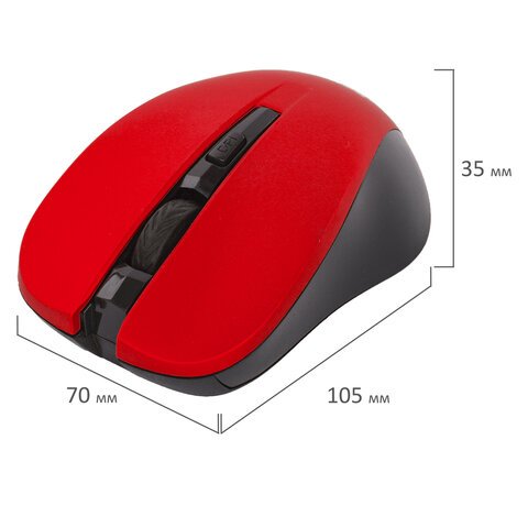 Мышь беспроводная с бесшумным кликом SONNEN V18, USB, 800/1200/1600 dpi, 4 кнопки, красная