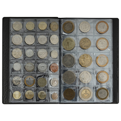 Альбом нумизмата для 138 монет, 125×185 мм, ПВХ, черный, STAFF