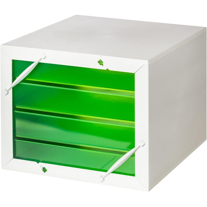 Бокс с выдвижными лотками Attache Selection 4 лотка серый/зеленый (формат А4+)