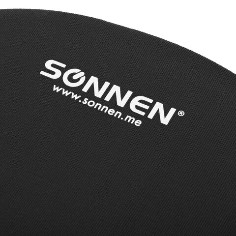 Коврик для мыши с подушкой под запястье SONNEN, полиуретан + лайкра, 250×220х20мм, черный