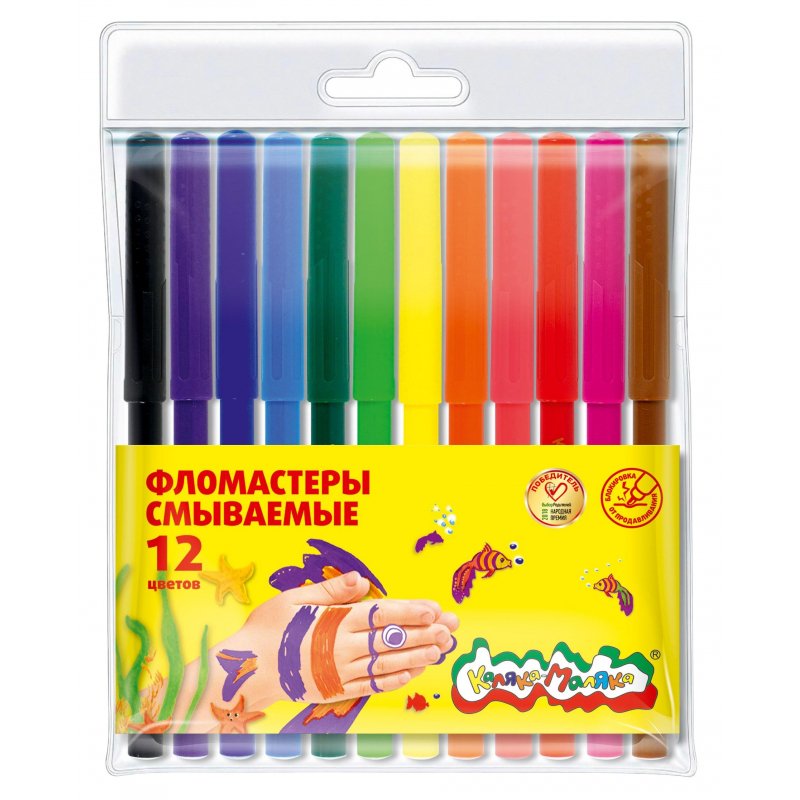 Фломастеры Каляка-Маляка 12 цветов смываемые - купить в Москве оптом и ...