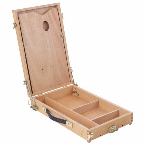 Этюдник BRAUBERG, бук, 40x25x7,5 см, высота холста 70 см, ножки металл 90 см, регулируемый ремень