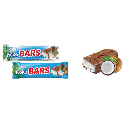 Батончик шоколадный «Koko» BARS с кокосовой начинкой 1000 г, пакет