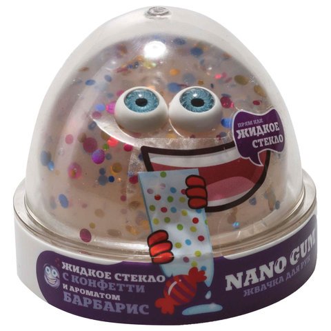 превью Жвачка для рук «Nano gum», жидкое стекло с конфетти, аромат барбариса, 50 г, ВОЛШЕБНЫЙ МИР