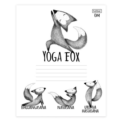 Тетрадь 24 л., HATBER, клетка, обложка картон, «Animals Yoga» (5 видов), 24Т5В1