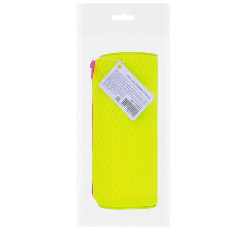 Пенал-тубус BRAUBERG, сетка, «Neon», желтый, 21×8×8 см, 229025