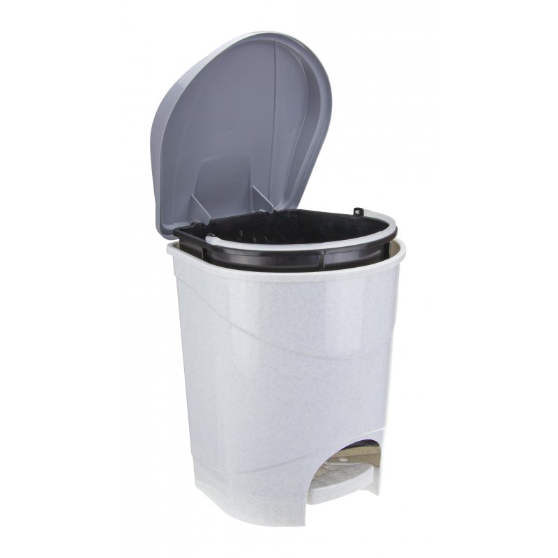 Ведро мусорное с педалью 19л пластиковое, мрамор