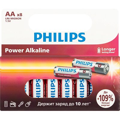 Батарейка Philips Power АА LR6-8BL/LR6P8W/51 алкалин. 1.5v 8 шт/уп