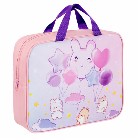 Папка на молнии с ручками BRAUBERG KIDS А4, 1 отделение, полиэстер, 80 мм, Dreamy clouds